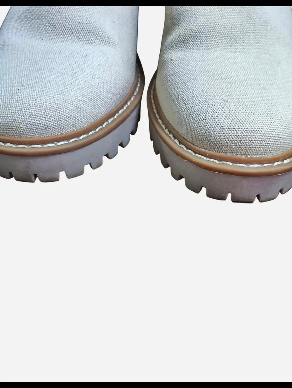 Dolce Vita Rango Canvas Twill Boot Bootie Wedge Lug Sole Khaki White Cream 10